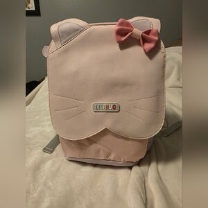 LISINUO Pink Cat Ear Bow Backpack with AirFit Support